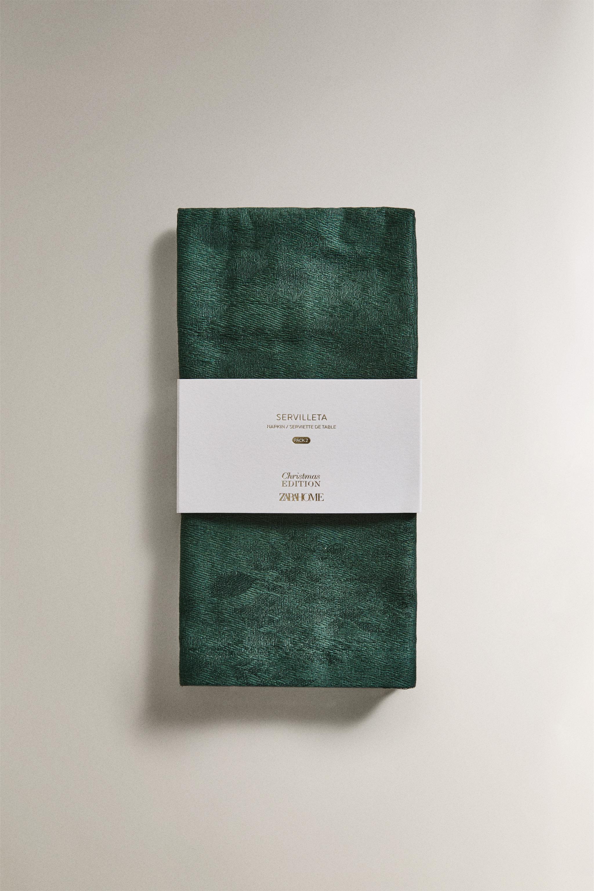 SET OF JACQUARD CHRISTMAS BRANCH NAPKINS (SET 2)